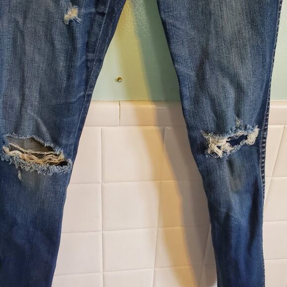 Madewell 9" High Risers Skinny Skinny Distressed Blue Jeans Size 25 - Picture 3 of 10